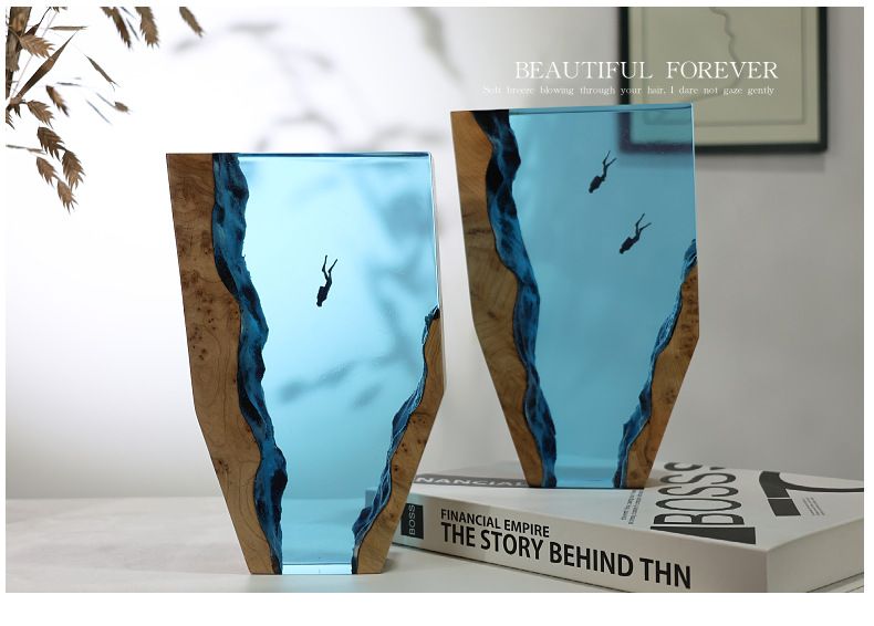 Piccola decorazione in resina per oceano, luce notturna per sub, lampada in legno per esplorazione delle profondità marine, regalo di Natale_voghion.com