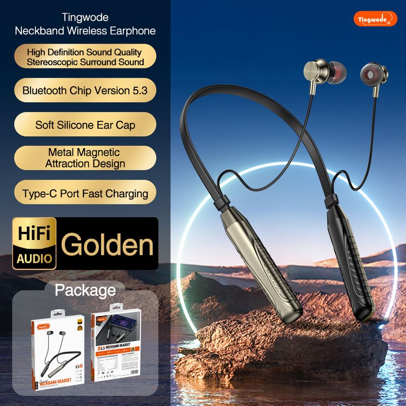 Foreign Trade Hot-Selling Neckband Magnetic Noise Cancelling Call Long Battery Life Wireless Bluetooth Headphones No Lagging_voghion.com