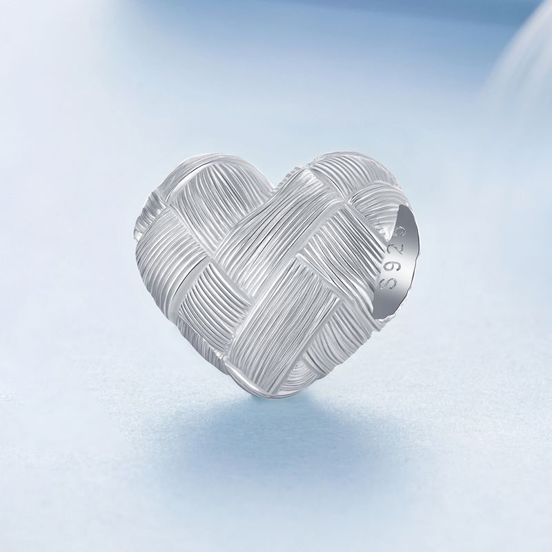 Weaved Heart Charm Charm Sterling Silver Charm_voghion.com