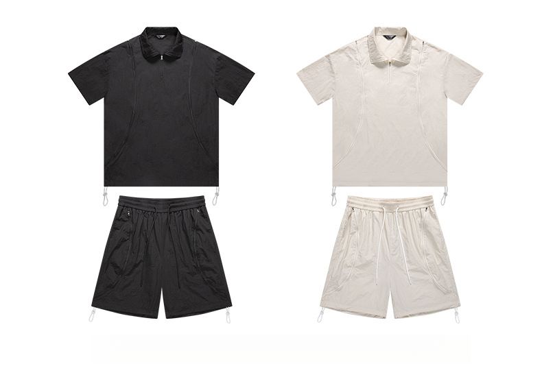 Costume de sport décontracté de style américain pour hommes, ensemble ample d'été pour couple, vêtements de travail tendance de marque, manches courtes, short deux pièces_voghion.com