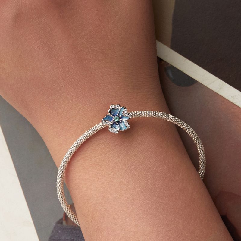 Blumen Silikonperlen Charm Sterling Silber Charm, BSC1126_voghion.com