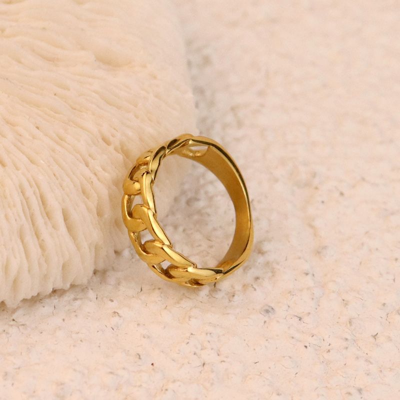 Women's Jewelry Simple And Generous Titanium Steel Ring Hollow Chain Titanium Steel Ring Female Ins Personality Retro Simple Cold Style_voghion.com
