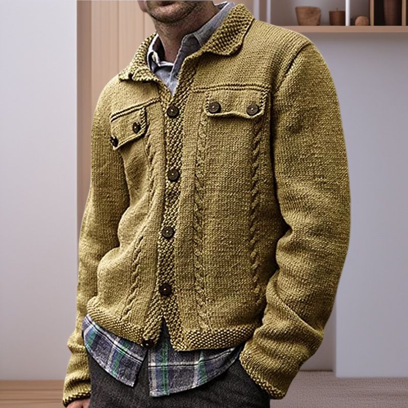 Herbst Winter Neue Herren Langarm Umlegekragen Einreihig Strick Slim Fit Strickjacke Pullover Jacke SY0056_voghion.com