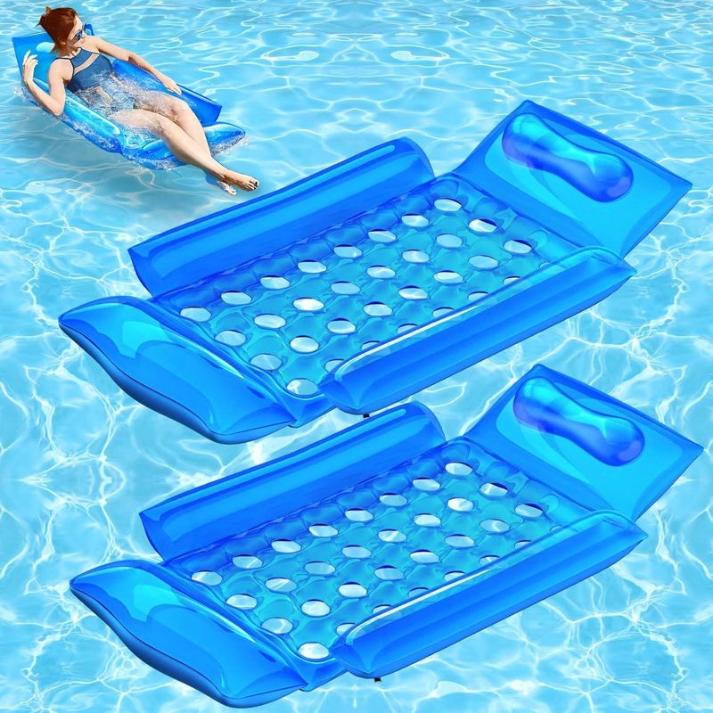 Inflatable Swimming Pool Water Lounge Chair Floating Row With Side Pads Adult Anti Dumping Floating Lounge Chair Floating Bed_voghion.com