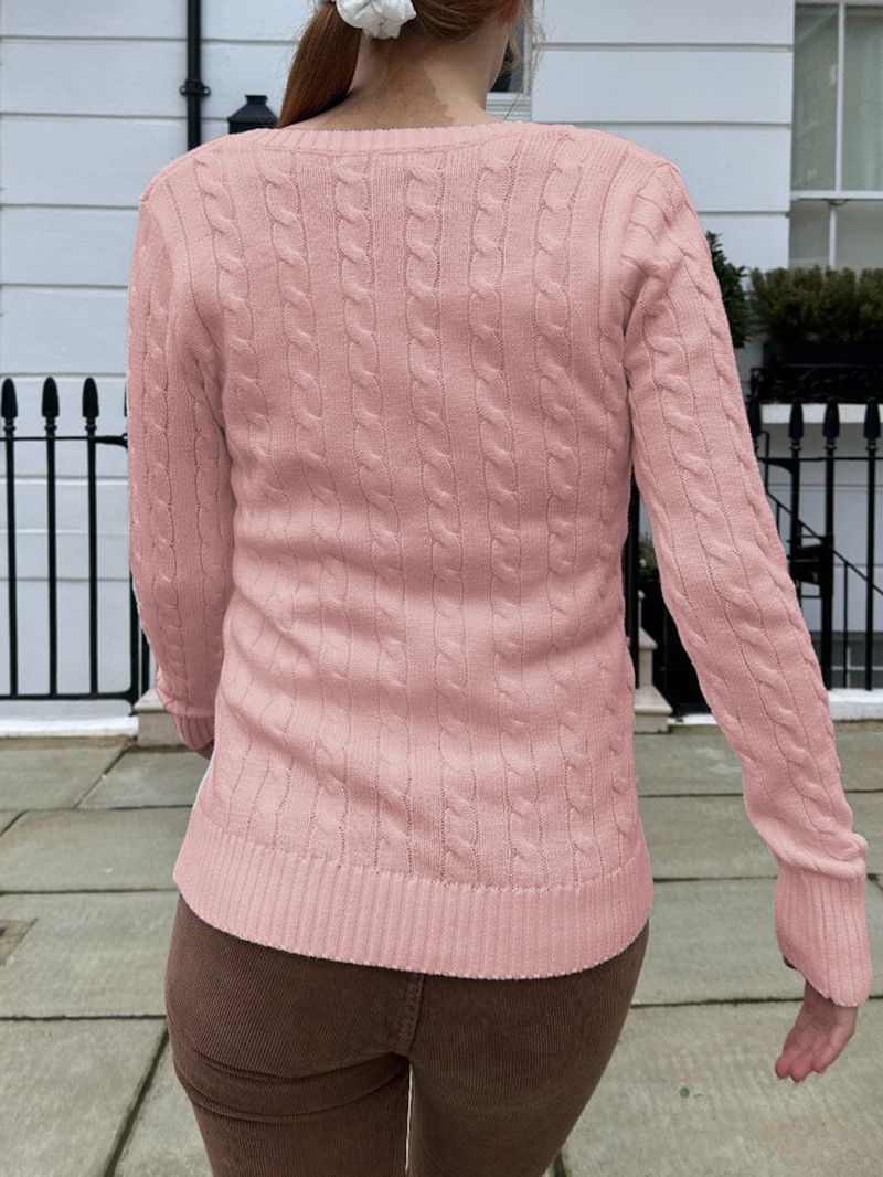 Gilet da donna casual semplice a maniche lunghe con scollo a V, foderato in lana, modello 2025_voghion.com