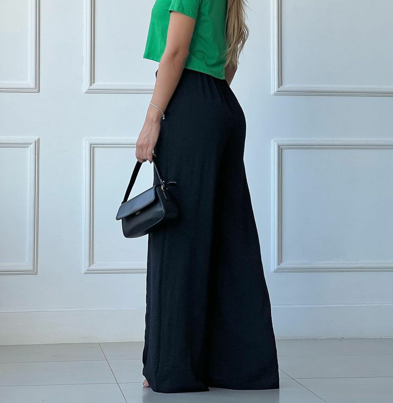 Spring And Summer Thin Trousers Solid Color Loose Pleated Wide Leg Casual Pants Semi Elastic Waist_voghion.com