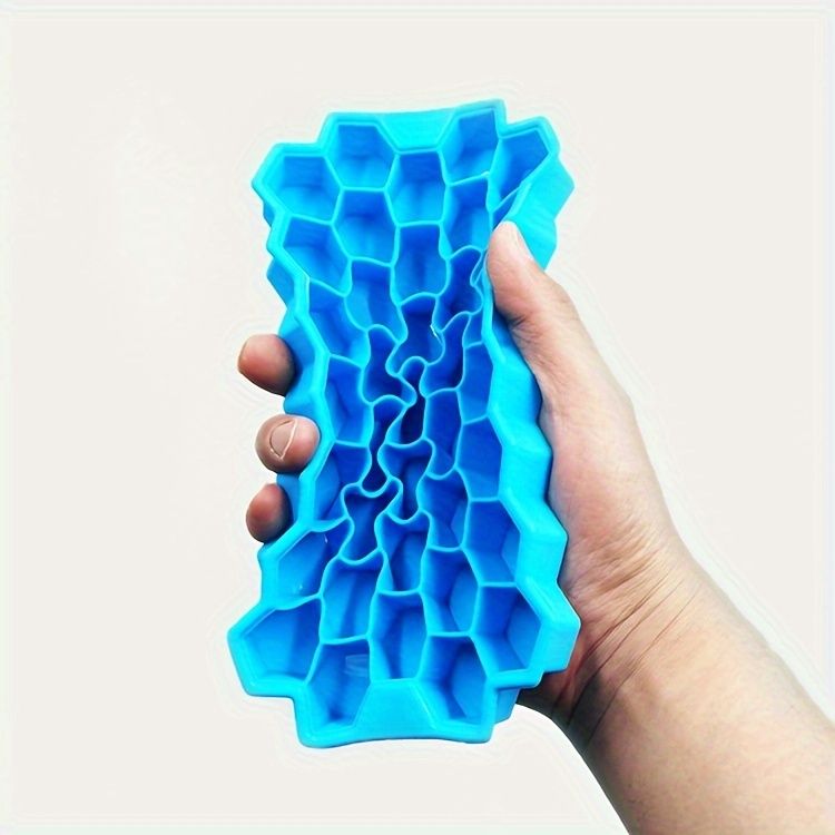 3er-Pack Eiswürfelschalen mit Wabenstruktur und Deckel, wiederverwendbare Eiswürfelformen aus Kunststoff, kleiner Eiswürfelbereiter aus Silikon für den Gefrierschrank_voghion.com