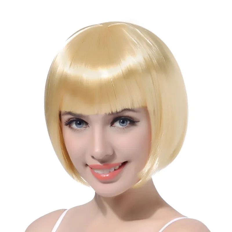 kuum müük 10" Bob sünteetiline naistele Blond roosa punane must lühikeste loomulike juustega Bob parukas Cosplay naiste parukad tukkidega_voghion.com