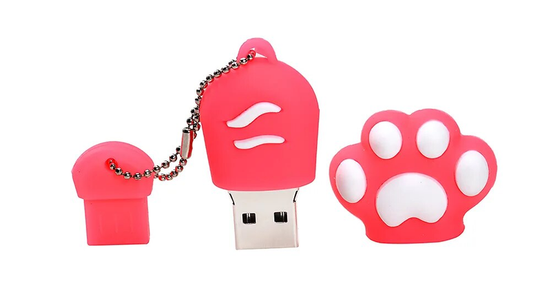 Sarjakuva Cat Paw Pen 64 Gt avaimenperä Pendrive 32 Gt punainen USB-muistitikku 16 Gt 8 Gt 4 Gt söpö uusi Memory Stick ilmainen_voghion.com