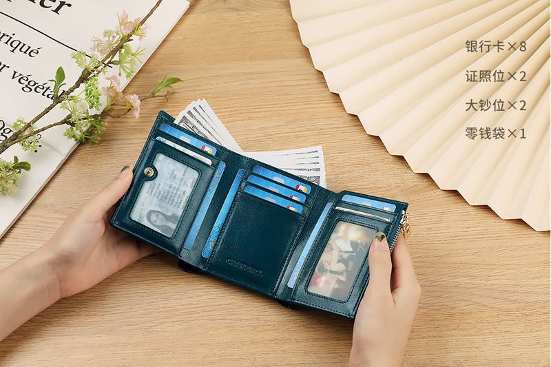 C brand boxed women's short change pocket, zipper wallet, multi card, dual currency wallet_voghion.com