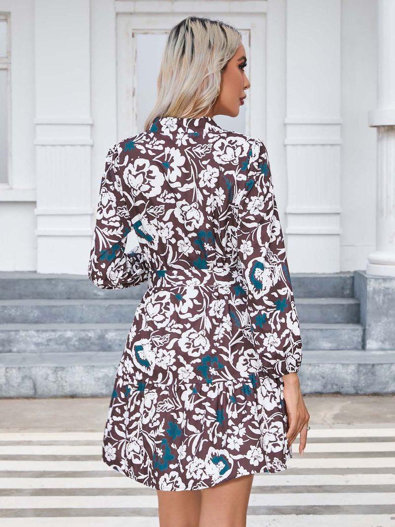 Abito a maniche lunghe con bottoni stampati da donna autunno/inverno 2024_voghion.com