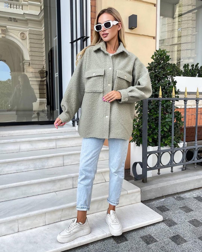 Abbigliamento da donna Camicia a maniche lunghe con risvolto ampio casual in lana nuova_voghion.com