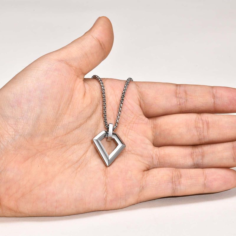Herrsmycken Rostfritt stål Geometriskt ovalt rektangulärt diamanthänge Enkelt hiphophalsband_voghion.com