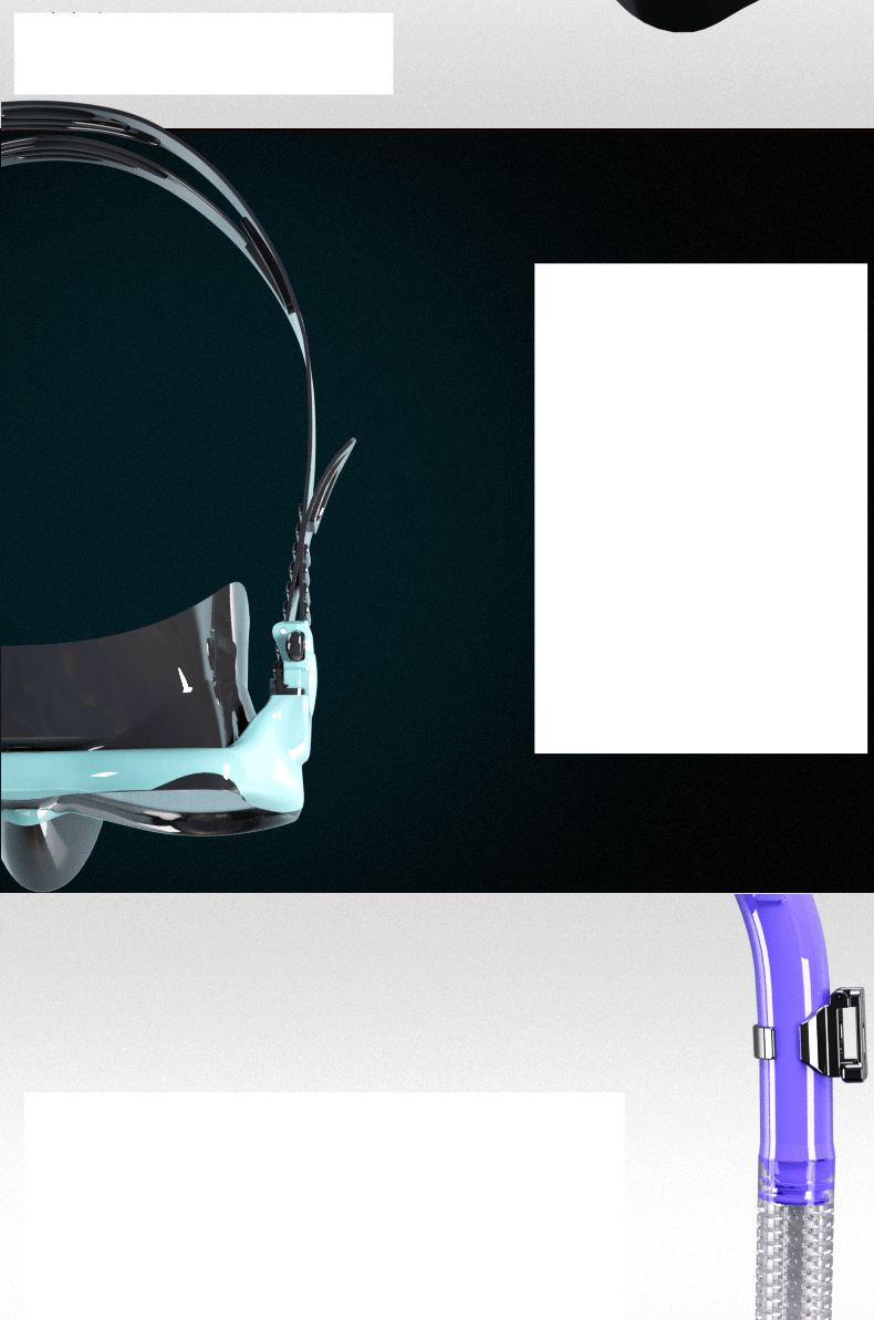 HD-Taucherbrille aus gehärtetem Glas. Komplett trockenes Schnorchelset mit flacher Maske_voghion.com
