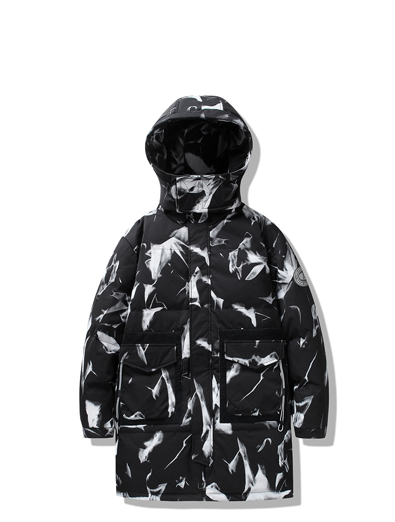 Herrenbekleidung Seiden-Baumwolljacken für Herren in mittlerer Länge diese Wintersportbekleidung mit Kapuze winddicht wasserdicht warm und modisch_voghion.com