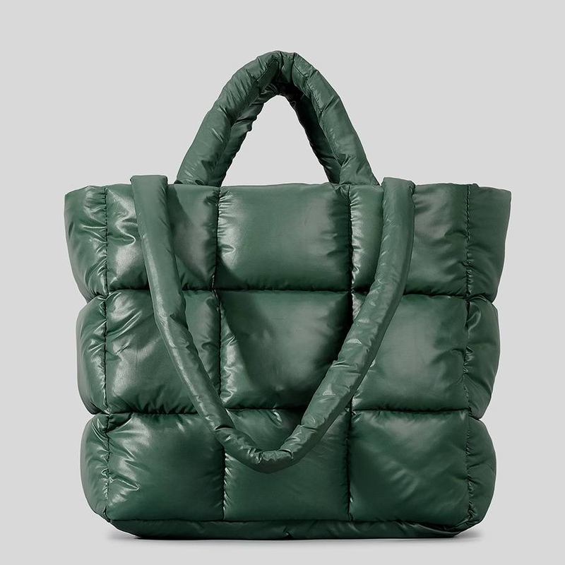 Borse da donna Borsa a tracolla trapuntata a quadri per tutte le occasioni Borsa a tracolla morbida invernale Borsa a tracolla in nylon di grande capacità Borsa a nuvola_voghion.com