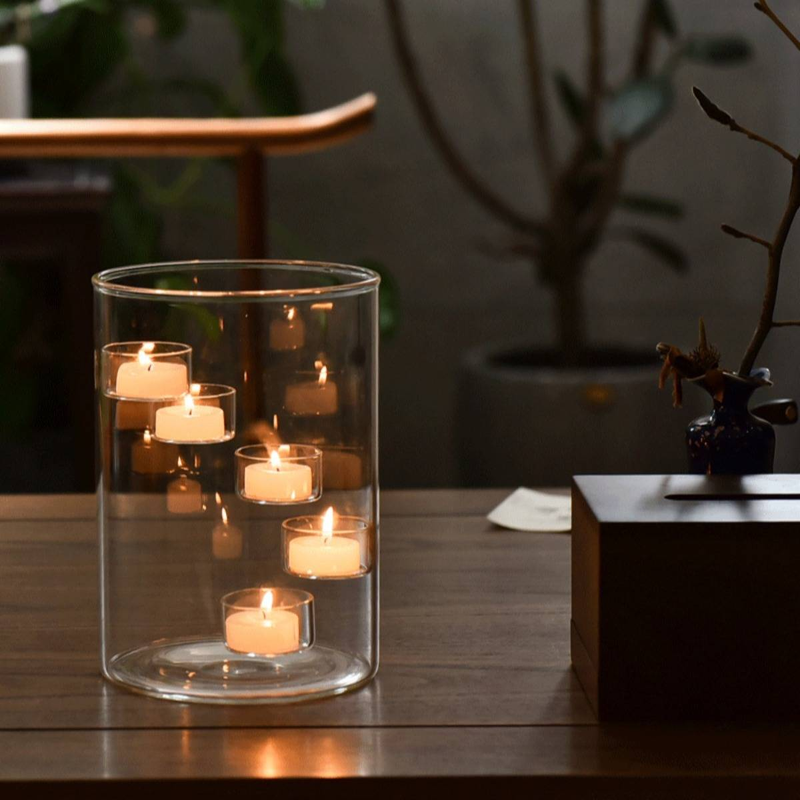 Bougeoir rotatif en verre de style européen – Idéal pour les dîners aux chandelles et les décorations de fête, design créatif (bougies non incluses)_voghion.com