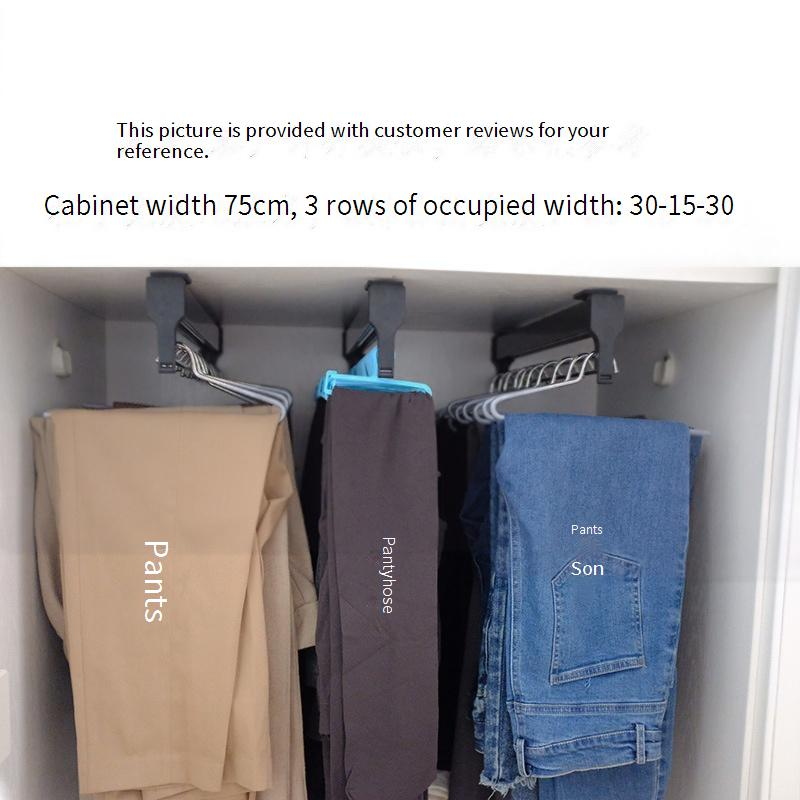 Thickened Pull Out Trouser Rack Slide Rail Hanging Track Push Rod Hanging Trousers Storage Trousers Pull Out Telescopic Trouser Rack_voghion.com