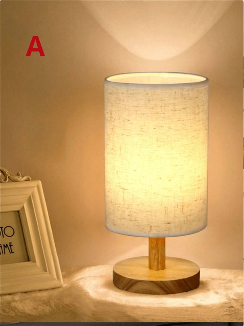 1pc Modern Nordic Wooden Frame Linen Desk Lamp Light In The Bedroom Warm Led Lamp Usb Power Supply Creative Bedside Lamp For Bedroom Living Room_voghion.com