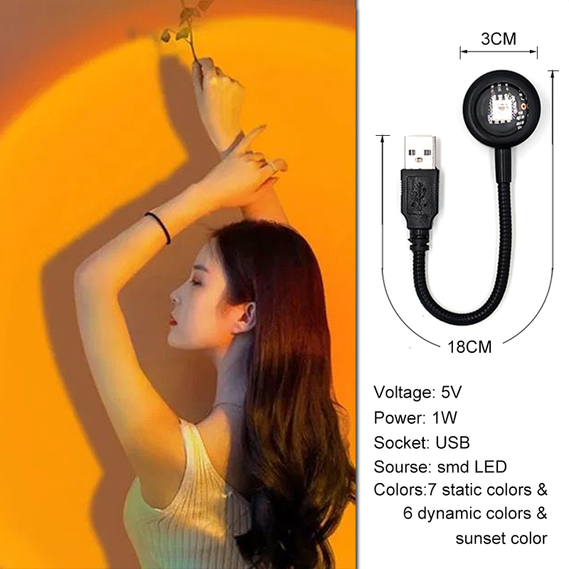 1x USB Sonnenuntergang Lampe LED Regenbogen Neon Nachtlicht Projektor Fotografie Wand Atmosphäre Beleuchtung Für Schlafzimmer Home Zimmer Dekor Geschenk_voghion.com