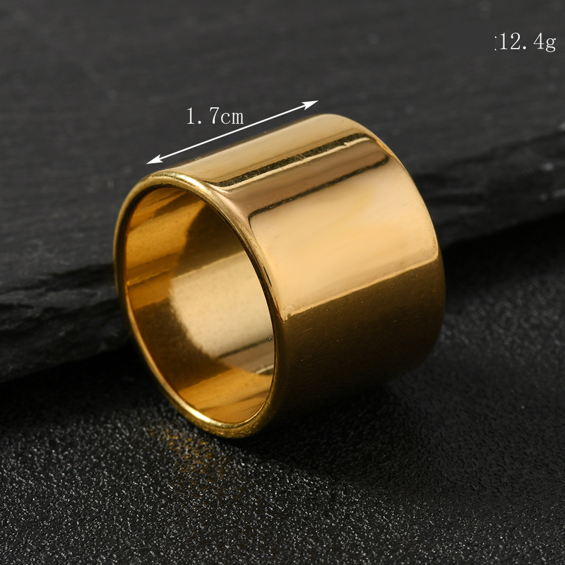Rings Fashion Titanium Steel Ring 17mm Wide Smooth Plain Ring Men's Ring Stainless Steel Jewelry_voghion.com