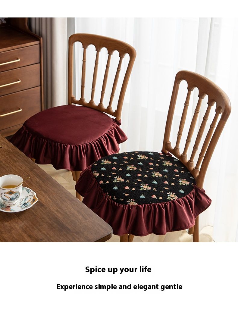 Modern Geometric Chair Cushion With Ties – Non-Slip Polyester Seat Cover, Hard Cotton Filled For Dining & Office Chairs_voghion.com
