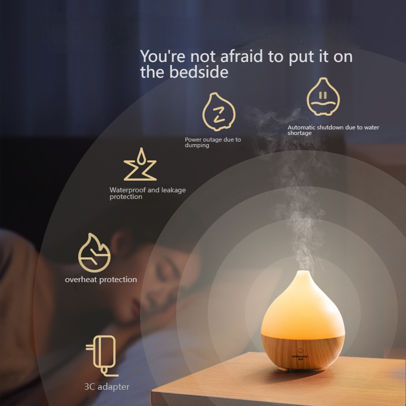 Diffusore di aromi e umidificatore USB da 100 ml con spray automatico, erogatore di oli essenziali a ultrasuoni per scrivania da ufficio, venatura del legno/bianco_voghion.com