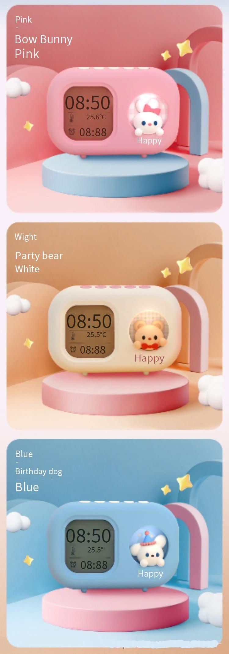 Cartoon Children's Ins Electronic Clock Display Student Specific Cute Clock High Value Junior High School Student Small Alarm Clock_voghion.com