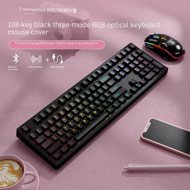 Voghon Wireless Mechanical Keyboard With Cherry MX Switches, RGB Backlit, Bluetooth 3-Mode (87/108 Key), Side-Printed Keycaps For Office & Gaming_voghion.com