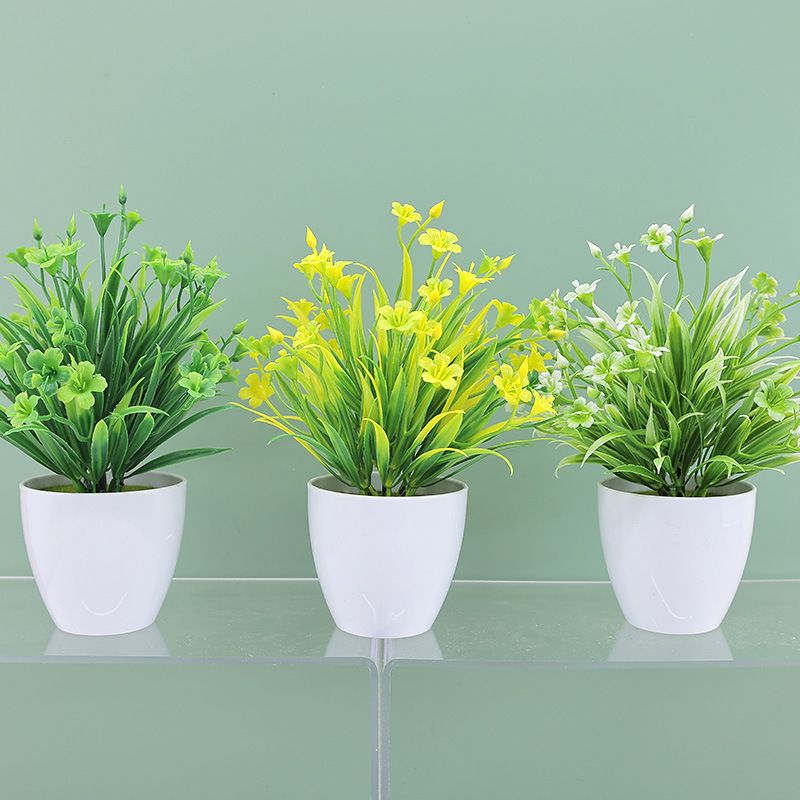 Hjemmemøbler simulerte blomster og grønne planter små ornamenter kunstige plastblomster små tre bonsai dekorative blomsterpotteplanter_voghion.com
