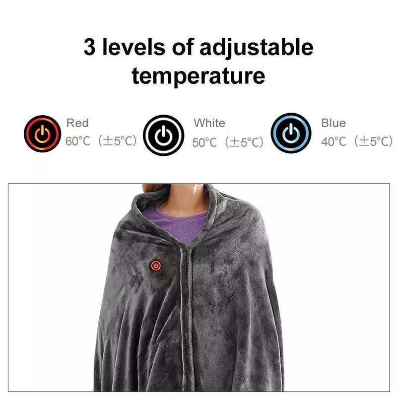 USB Electric Heated Shawl, Rechargeable Body Warmer Cover, Fleece-lined Warm Heating Cape_voghion.com