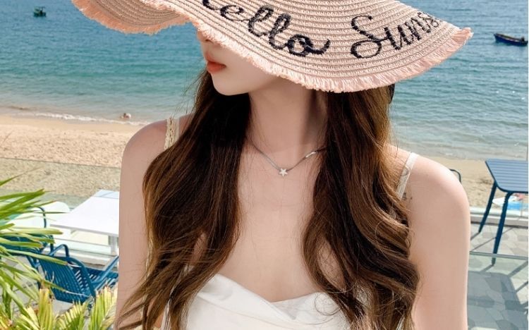 Cappello da sole estivo da donna, con tesa larga, estivo 2024, alla moda per spiaggia e viaggi_voghion.com