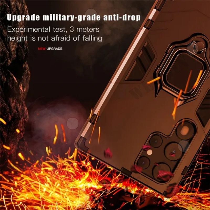 Case For Samsung S24 Ultra Plus S23 S22 A55 A35 A05 A15 A14 A25 A24 Car Magnetic Ring Stand Silicone Phone Back_voghion.com