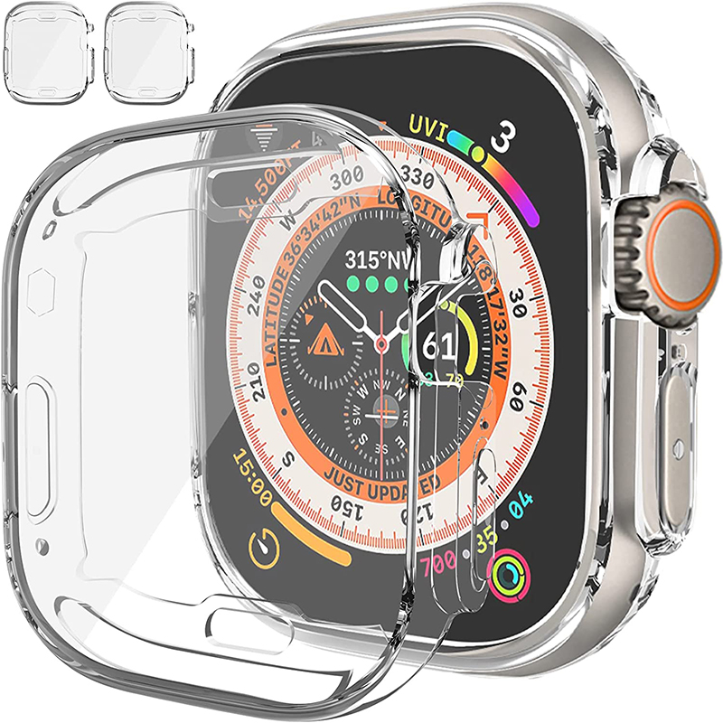 360 visiškai minkštas skaidrus TPU ekrano apsauginis dėklas, skirtas Apple Watch Series 49MM 44MM 40MM 42 38MM dangtelis, skirtas IWatch Ultra 8/7/6/SE/5/4_voghion.com