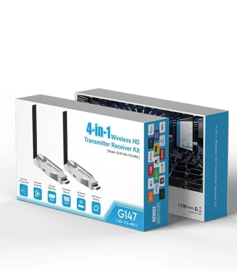 Adattatore trasmettitore e ricevitore audio video wireless compatibile con HDMI 5G 100M 1080P 60Hz per collegare lo schermo del PC al proiettore_voghion.com