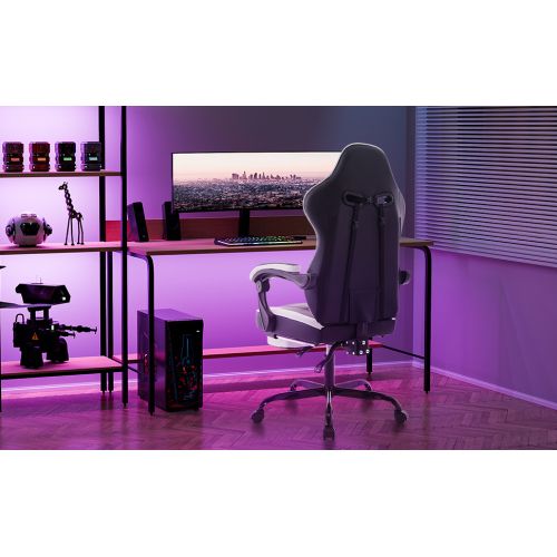 Gaming Chair Computerstuhl Ergonomischer Gaming Stuhl Mit Fußstütze Bürostuhl Ergonomischer Computerstuhl Mit Lendenwirbelstütze SchwarzWeiß_voghion.com