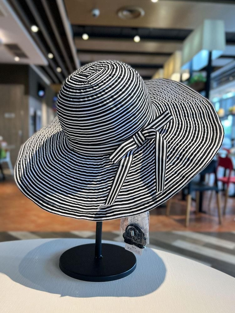 Sommer Neue Gestreifte Mode Breiter Sonnenschirm Urlaub Strand Sonnenschutz Grün frauen Krempe Hut_voghion.com