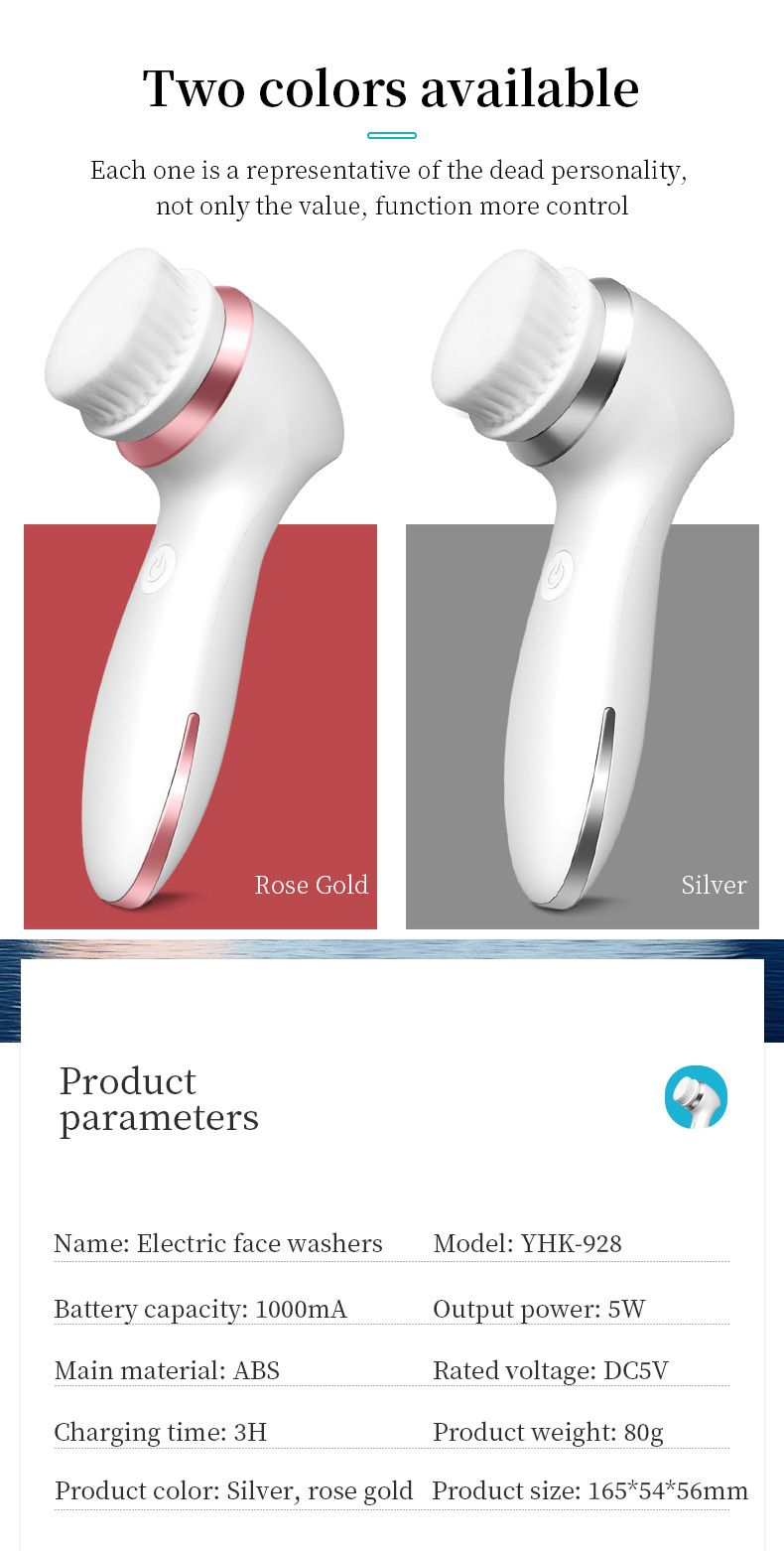 Detergente a induzione wireless, spazzola detergente elettrica, detergente per pori in silicone, rullo per il viso per uso domestico, per uomo e per donna_voghion.com