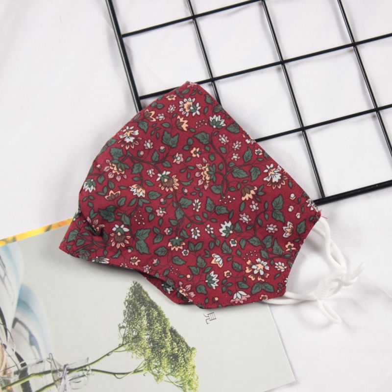 Klein vers bloemenpatroon Dubbellaags ademend verstelbaar stofmasker voor vrouwen_voghion.com