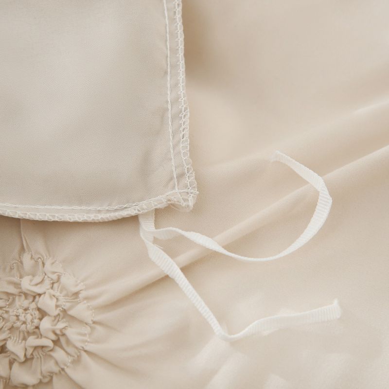 Embossed Floral Duvet Cover Set - Beige Pleated Textured Bedding 3-Piece With Pillowcases - Luxury Hotel Style Home Textile_voghion.com