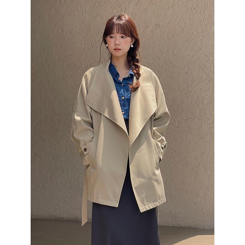 Kongoni Trench - Women's Autumn British Style Short Coat With Large Collar W194b_voghion.com