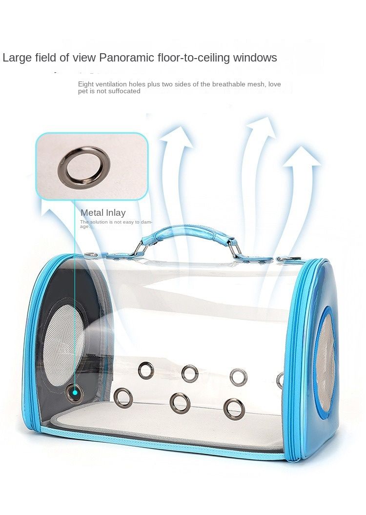 Bolsa panorámica transparente para mascotas, mochila para exteriores, transpirable, para montar en el coche, jaula para gatos de mano._voghion.com