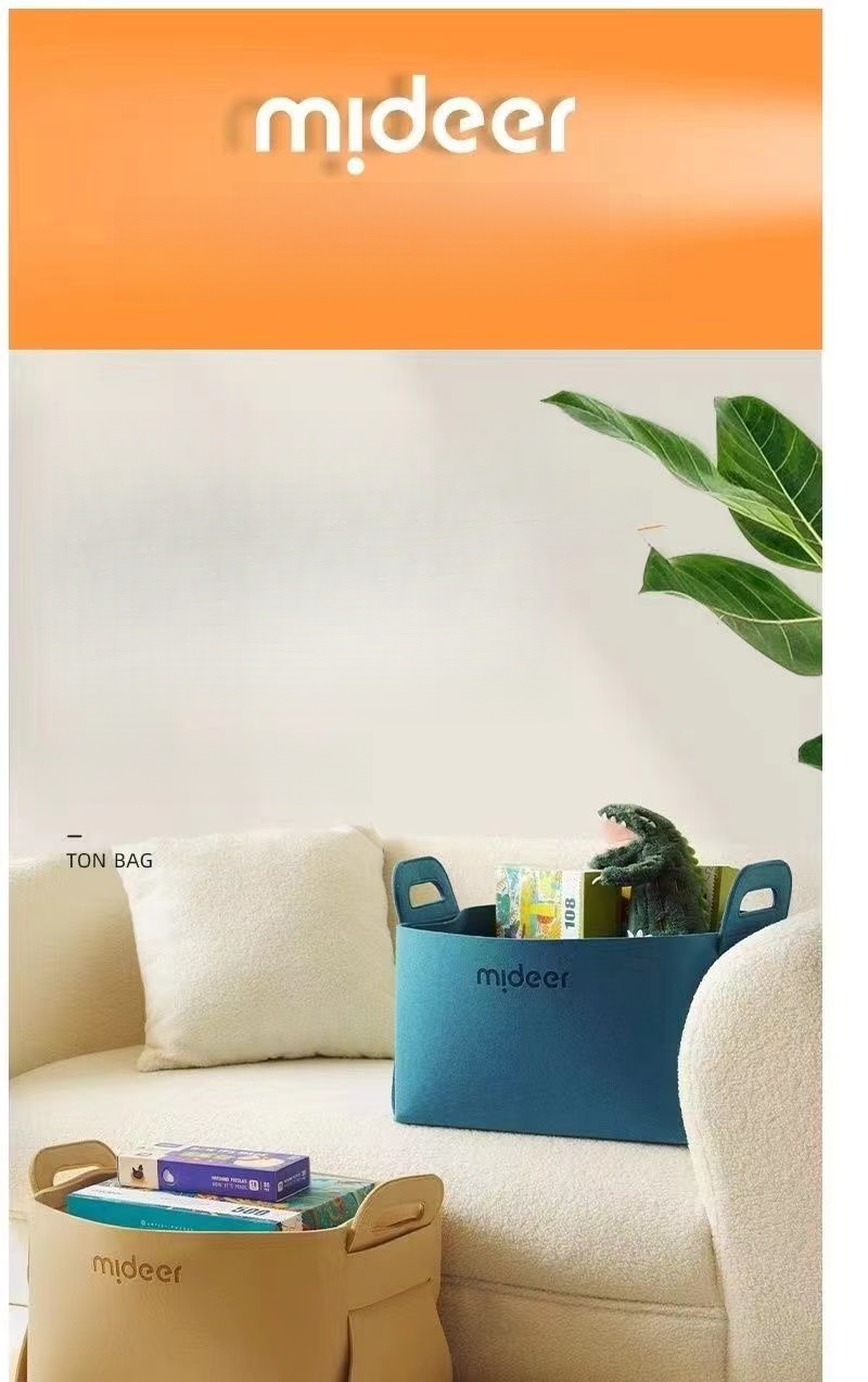 Mideer Basket Large Capacity Wool Felt Storage Bin Miscellaneous Organizer Children's Toys Foldable Bag For Home Use_voghion.com