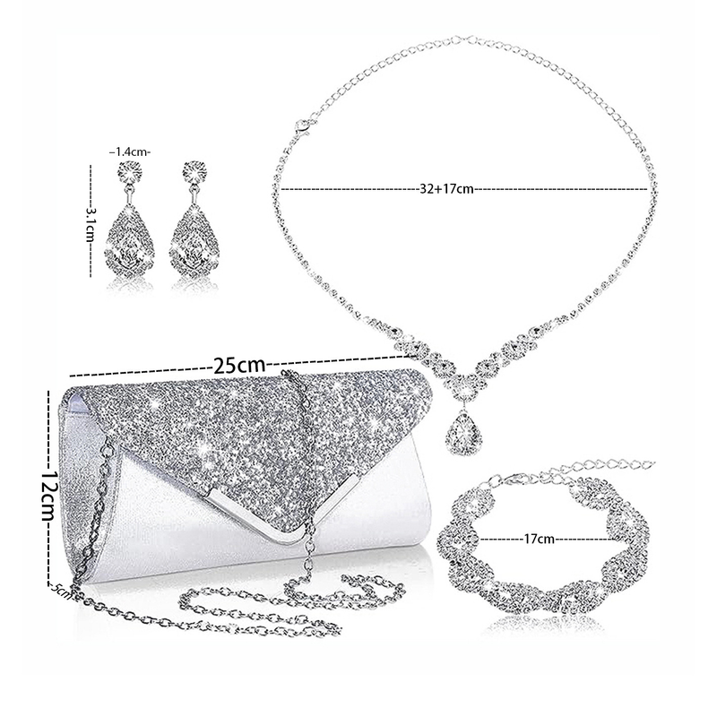 Damen Taschen Business Mode OL Braut Pendeln Anzug Low Key Einfache Anzug Armband Halskette Ohrringe Abendessen Abend Tasche Frauen_voghion.com