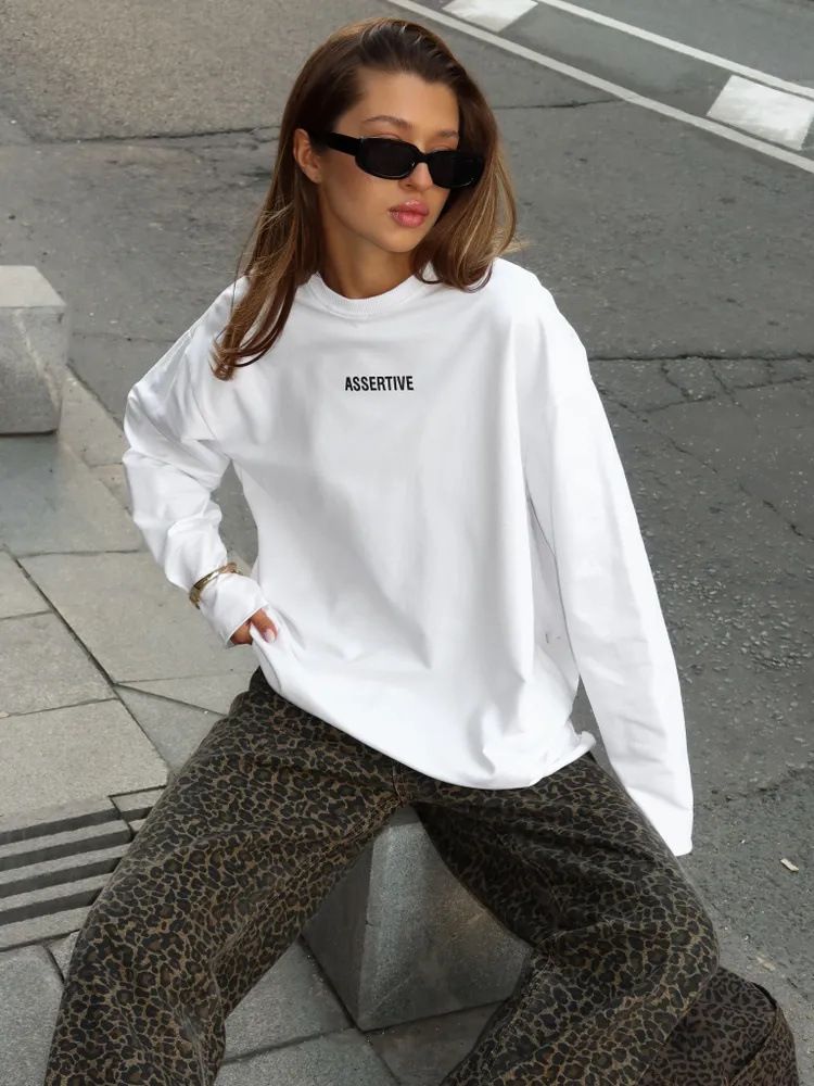 Felpa casual alla moda da donna, ampia, tinta unita, oversize, con scollo rotondo, a maniche lunghe_voghion.com