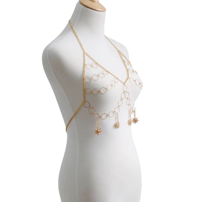 Chaîne de corps style punk - Bijou de poitrine avec pendentif en forme de pièce de monnaie au design exagéré_voghion.com