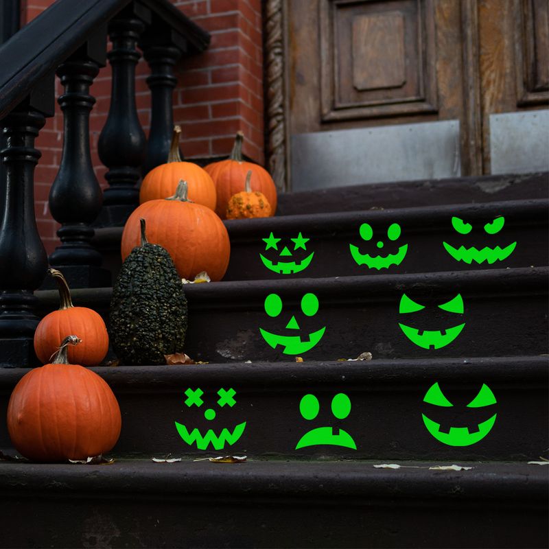 Adesivi murali di Halloween che si illuminano al buio - Decalcomanie autoadesive per camera da letto, soggiorno e decorazioni per feste (stile minimalista moderno, materiale in PVC)_voghion.com