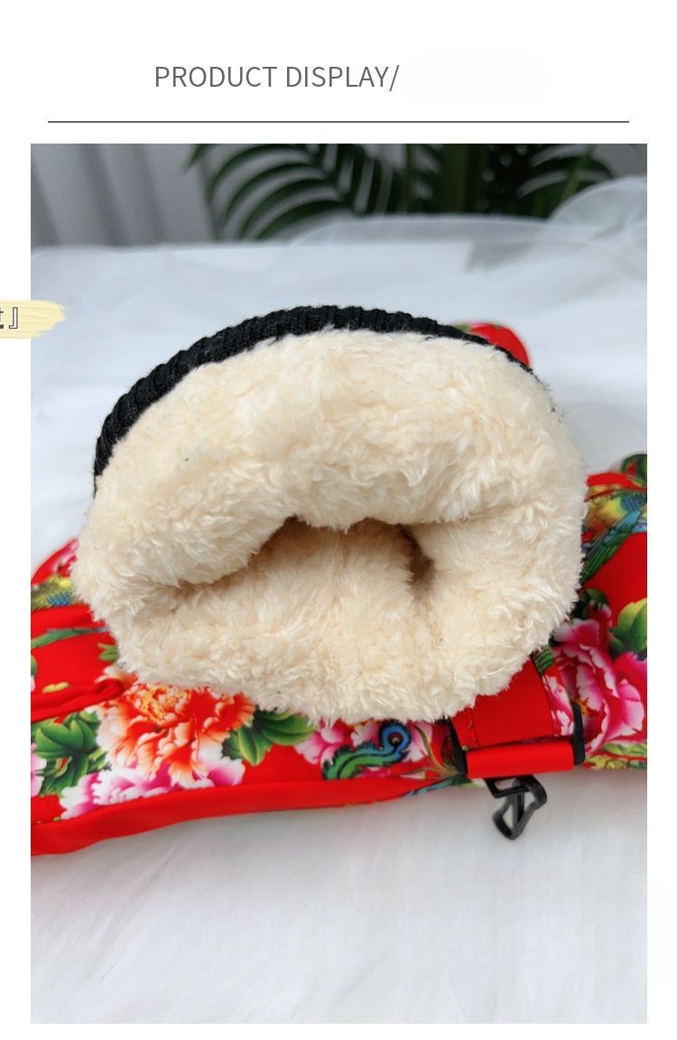 Winter Northeast Large Flower Fleece-Lined Thickened Ski For Women, Warm And Cold-Proof, Trendy Travel Gear, Waterproof_voghion.com