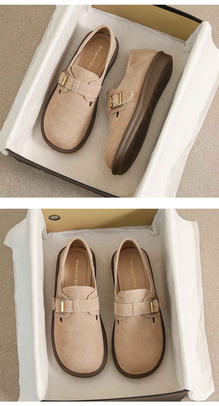 Frosted Cowhide Soft Sole Birkenstocks Women's Round Head Single Shoes One Pedal Birkenstocks Women's Flat Bottom_voghion.com