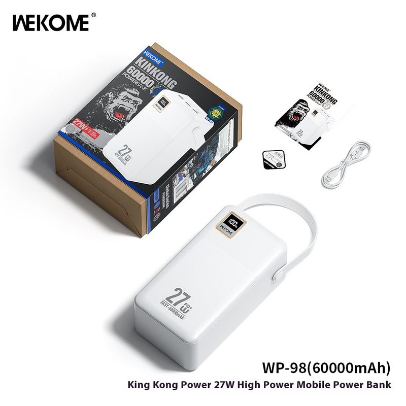 WEKOME Diamond Power Bank 100.000 mAh, tragbares 27-W-PD-Schnellladegerät mit LED-Licht, Notfall-Akkupack für den Außenbereich für Campingreisen, hohe Kapazität_voghion.com